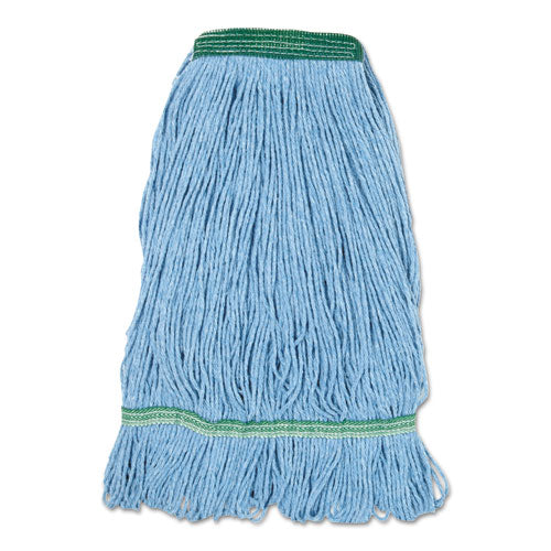 Super Loop Wet Mop Head, Cotton/synthetic Fiber, 5" Headband, Small Size, Green, 12/carton