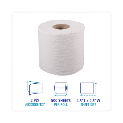 1-ply Toilet Tissue, Septic Safe, White, 1,000 Sheets, 96 Rolls/carton