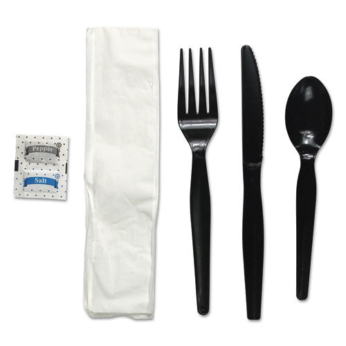 Cutlery Kit, Plastic Fork/spoon/knife/salt/polypropylene/napkin, White, 250/carton