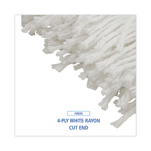 Mop Head, Economical Lie-flat Head, Rayon Fiber, 20oz, White, 12/carton