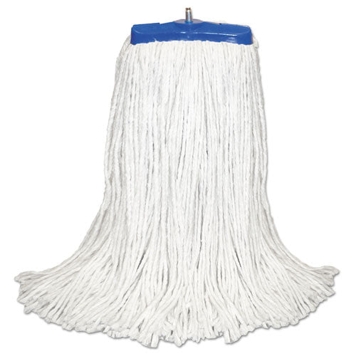 Mop Head, Economical Lie-flat Head, Cotton Fiber, 32oz, White, 12/carton