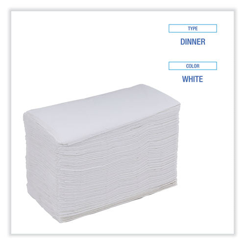 Servilleta para cena, 2 capas, 17 x 15, blanca, 100/paquete, 30 paquetes/cartón