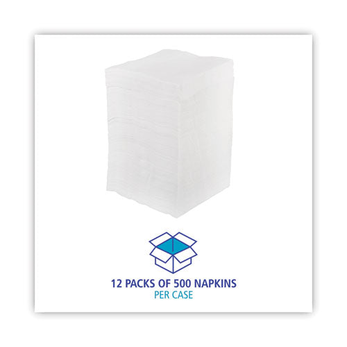 Servilletas plegables en 1/4, 1 capa, 12" X 12", blancas, 6000/caja