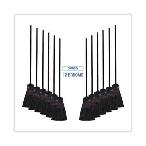 Maid Broom, Plastic Bristles, 54" Overall Length, Dozen