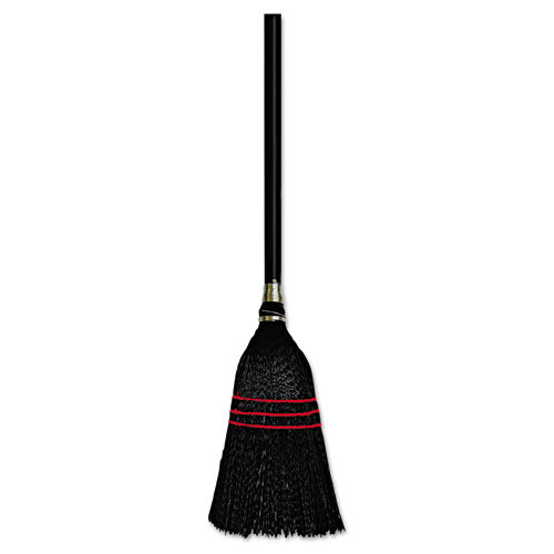 Flag Tipped Poly Lobby Brooms, Flag Tipped Poly Bristles, 38" Overall Length, Natural/black, 12/carton