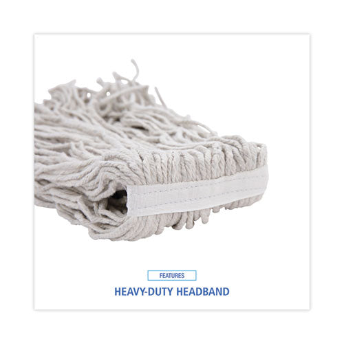 Banded Mop Head, Cotton, Cut-end, White, 16 Oz, 12/carton