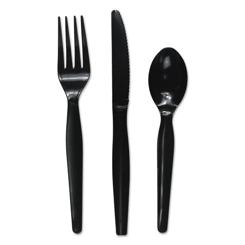Three-piece Cutlery Kit, Fork/knife/teaspoon, Polypropylene, White, 250/carton
