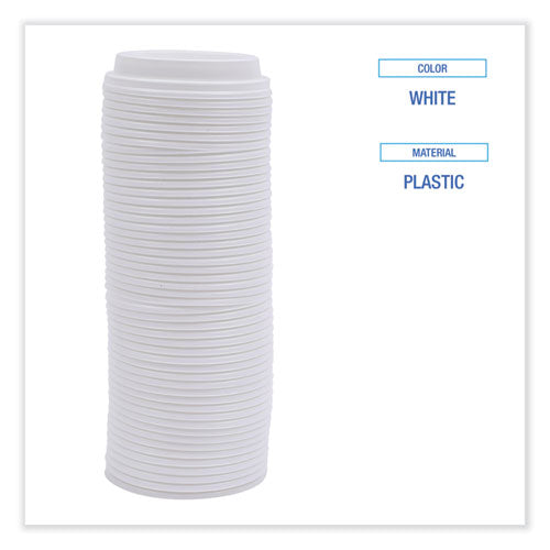 Deerfield tapas para vasos calientes, se adapta a vasos de 10 oz a 20 oz, blanco, plástico, 50/paquete, 20 paquetes/cartón