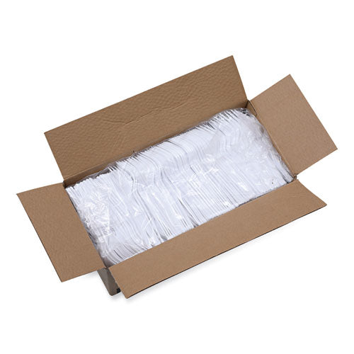 Cubiertos de poliestireno pesado, tenedor, blanco, 1000/cartón