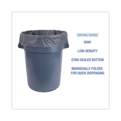 Revestimientos para latas industriales lineales de baja densidad, 45 gal, 1,3 mil, 40 x 46, gris, 100/caja