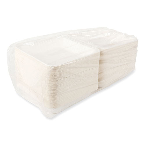 Recipientes para alimentos sin Bagasse Pfas, 1 compartimento, 9 X 1,93 X 9, Blanco, Bambú/caña de azúcar, 100/cartón