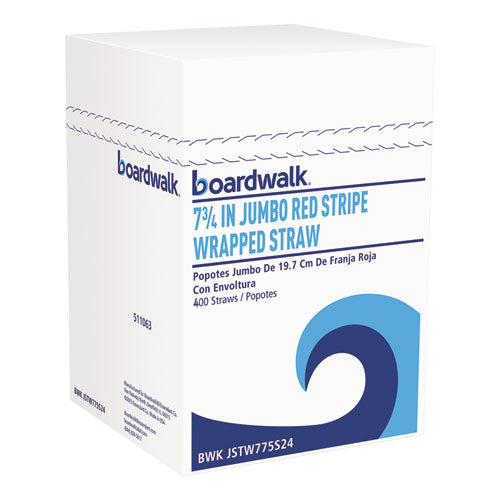 Wrapped Jumbo Straws, 7.75", Polypropylene, Clear, 12,000/carton