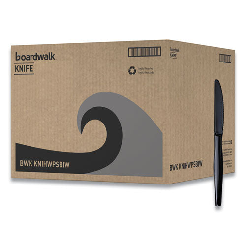 Heavyweight Wrapped Polystyrene Cutlery, Knife, Black, 1,000/carton