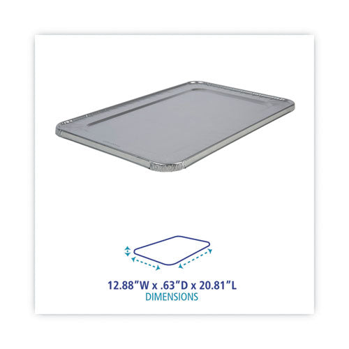 Tapas de aluminio para bandejas de mesa de vapor, se adapta a bandejas de tamaño completo, profundas, 12.88 x 20.81 x 0.63, 50/cartón