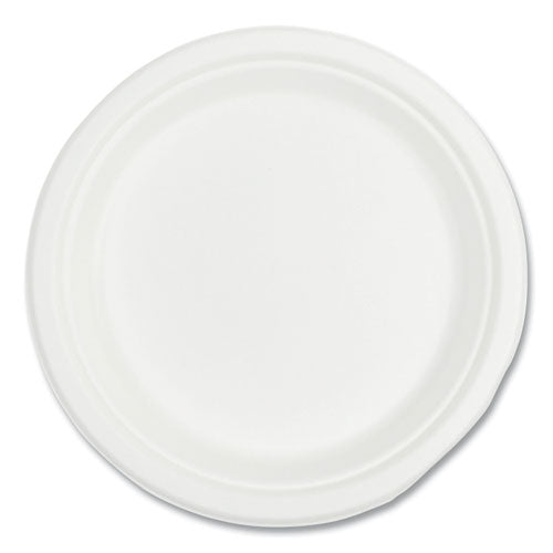 Bagasse Pfas-free Vajilla, plato, 9" de diámetro, blanco, 500/cartón