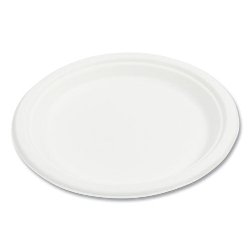 Bagasse Pfas-free Vajilla, plato, 9" de diámetro, blanco, 500/cartón