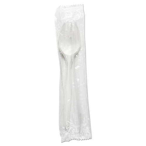 Mediumweight Wrapped Polypropylene Cutlery, Teaspoon, White, 1,000/carton