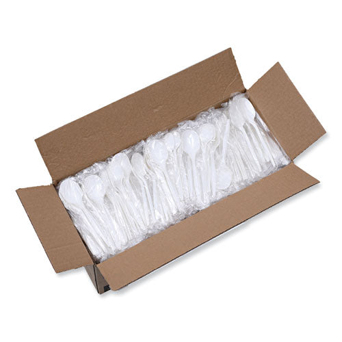 Cubiertos de polipropileno envuelto pesado, cuchara sopera, blanco, 1000/caja