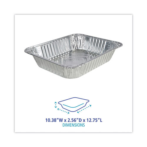 Bandejas para mesa de vapor de aluminio, tamaño medio de profundidad—128 oz., 2.56" de profundidad, 10.38 X 12.75, 100/caja