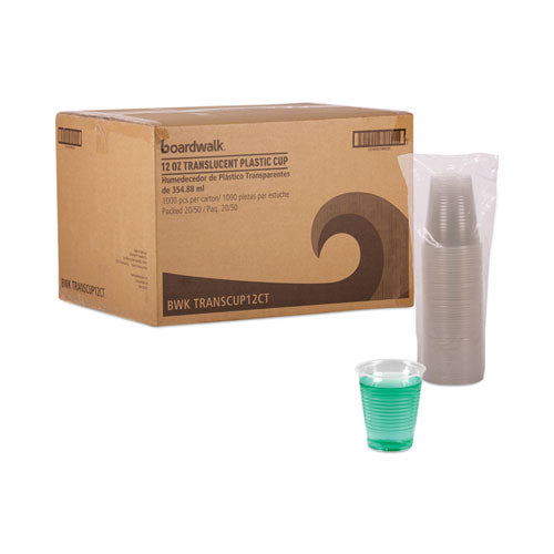 Vasos de plástico translúcido para bebidas frías, 12 oz, polipropileno, 50 vasos/manguito, 20 manguitos/cartón