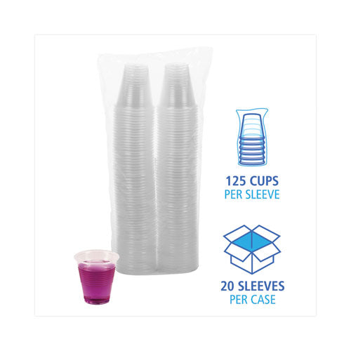 Vasos fríos de plástico translúcido, 3 oz, polipropileno, 125 vasos/manguito, 20 manguitos/cartón