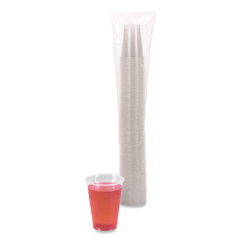 Vasos fríos de plástico translúcido, 9 oz, polipropileno, 100 vasos/manguito, 25 manguitos/cartón