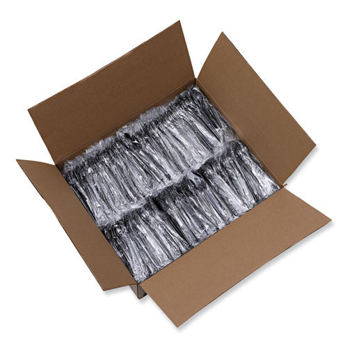Cubiertos de poliestireno envuelto de peso pesado, cucharadita, negro, 1000/cartón