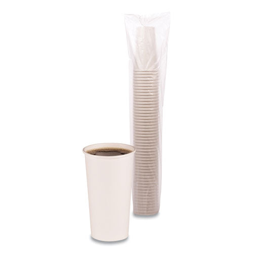 Vasos de papel para bebidas calientes, 20 oz, blanco, 12 vasos/manguito, 50 manguitos/cartón