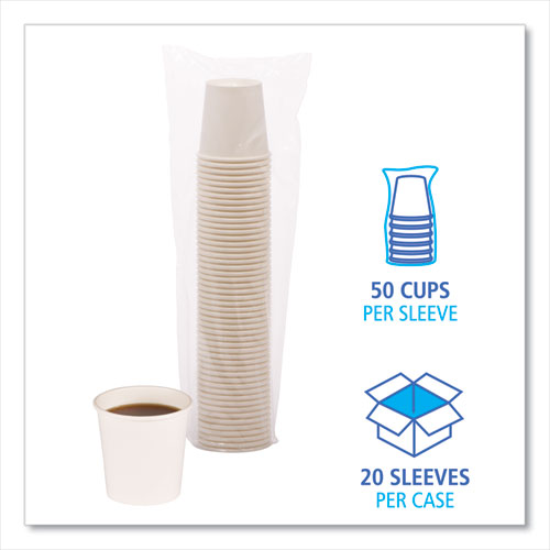 Vasos de papel para bebidas calientes, 4 oz, blanco, 20 vasos/manguito, 50 manguitos/cartón
