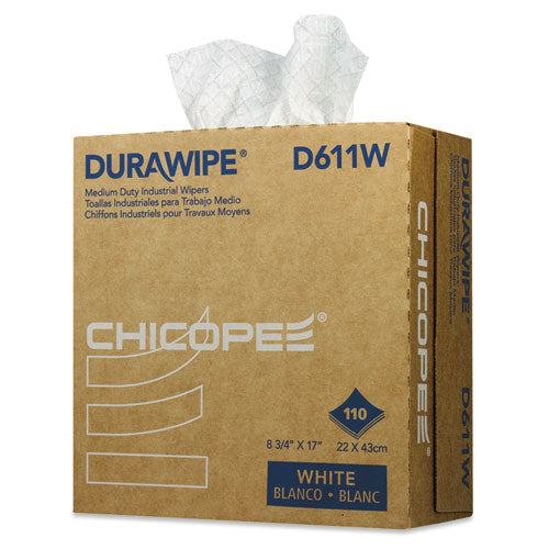 Durawipe Medium-duty Industrial Wipers, 3-ply, 8.8 X 17, White, 110/box, 12 Box/carton
