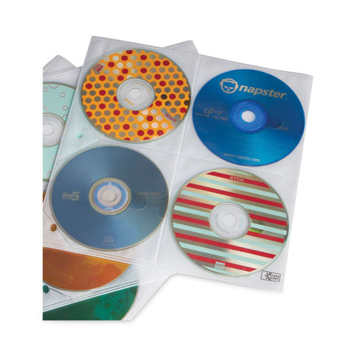 Fundas de almacenamiento de CD de dos caras para carpeta de anillas, capacidad para 8 discos, transparente, 25 fundas