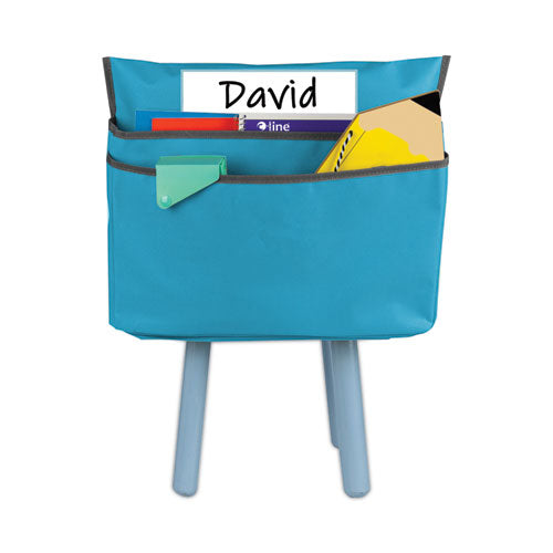 Cubbies de silla para la mayoría de los estilos de sillas de aula, medianos, 16.37" x 13.5", tela/vinilo, azul marino