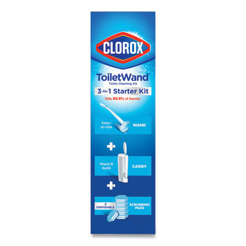 Toiletwand Disposable Toilet Cleaning System: Handle, Caddy And Refills, White, 6/carton