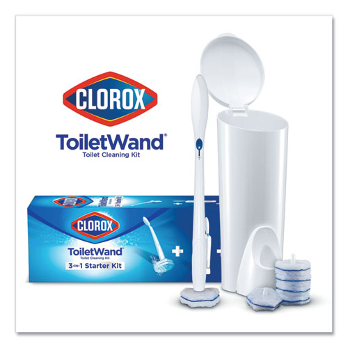 Toiletwand Disposable Toilet Cleaning System: Handle, Caddy And Refills, White, 6/carton