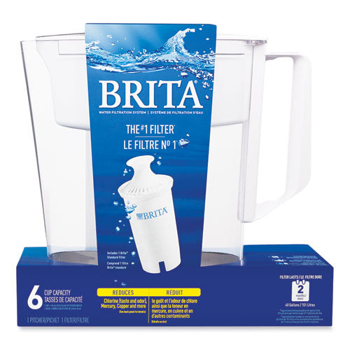 Classic Water Filter Pitcher, 40 Oz, 5 Cups, Clear