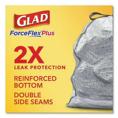 Forceflexplus Odorshield Tall Kitchen Drawstring Trash Bags, 13 Gal, 0.9 Mil, 24" X 28", White, 34 Bags/box, 6 Boxes/carton