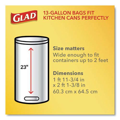 Odorshield - Bolsas altas con cordón para cocina, 13 galones, 0,95 mil, 24 x 27,38 pulgadas, blanco, 80/caja