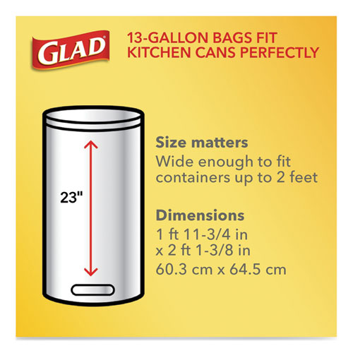 Bolsas de basura altas con cordón para cocina, 13 galones, 0.72 mil, 23.75" x 24.88", blancas, 240 por caja