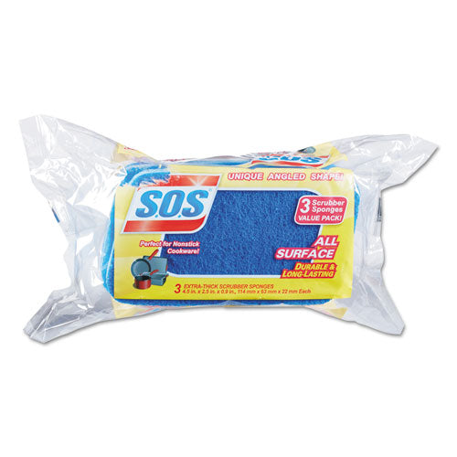 All Surface Scrubber Sponge, 2.5 X 4.5, 0.9" Thick, Dark Blue, 12/carton