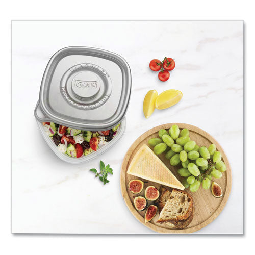 Home Collection Contenedores de almacenamiento de alimentos con tapas, cuadrados medianos, 25 oz, transparente/metálico, plástico, 5/paquete