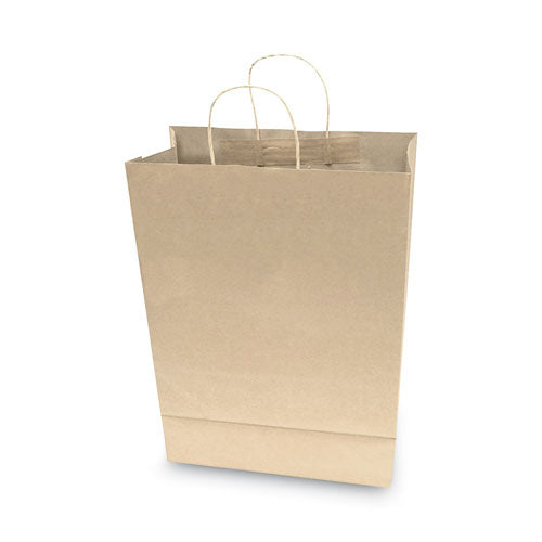 Bolsa de compras premium, 12" x 6.5" x 17", Kraft marrón, 50/caja