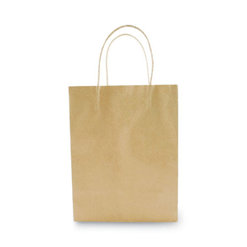 Bolsa de compras Premium, 8" X 4" X 10.25", Kraft marrón, 50/caja