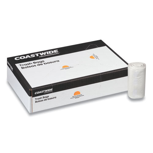 High-density Can Liners, 60 Gal, 22 Mic, 38" X 60", Natural, 15 Bags/roll, 10 Rolls/carton