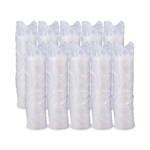 Tapas de plástico para tazas calientes Lift N' Lock, con ranura para pajita, se adapta a tazas de 10 oz a 14 oz, translúcidas, 100/manga, 10 fundas/cartón