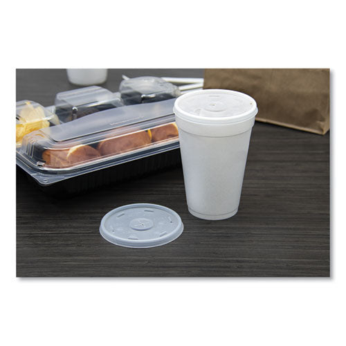 Tapas de plástico, para vasos de espuma fría/caliente de 12 oz a 24 oz, tapa con ranura para pajilla, blanco, 100/paquete, 10 paquetes/cartón