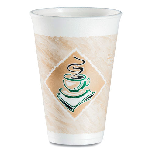 Cafe G Foam Vasos fríos/calientes, 16 oz, Marrón/verde/blanco, 1,000/cartón
