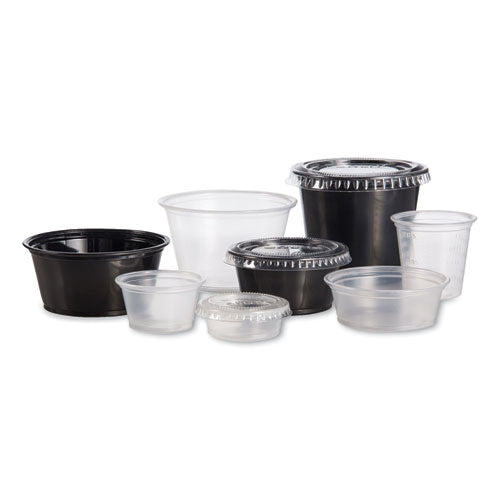 Conex Complements Vasos para porciones/medicamentos, 2 oz, negro, 125/bolsa, 20 bolsas/cartón