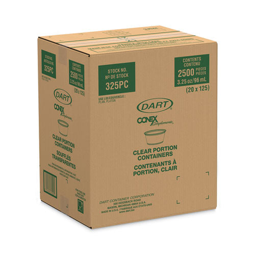 Conex Complements Vasos para porciones/medicamentos, 3.25 oz, transparentes, 125/bolsa, 20 bolsas/cartón