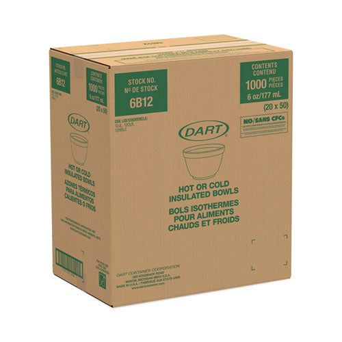 Contenedor de espuma, en cuclillas, 6 oz, blanco, 50/paquete, 20 paquetes/cartón