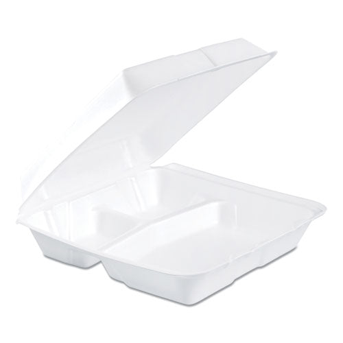 Foam Hinged Lid Container, Hoagie Container With Removable Lid, 5.3 X 9.8 X 3.3, White, 125/bag, 4 Bags/carton